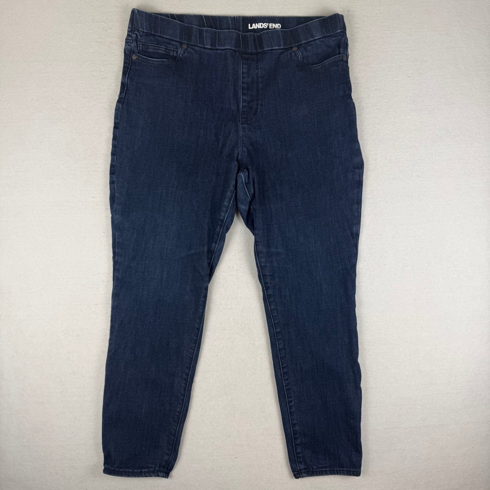 Lands End Starfish Dark Wash Denim Pull On Leggings Womens Size 16 Slim Jeggings
